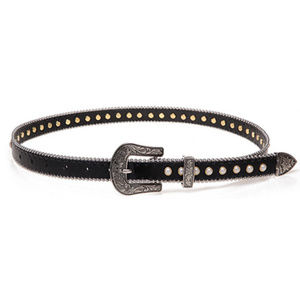 Belt ~ Black ~ Fashion ~ Leather ~ W/ White Pearls